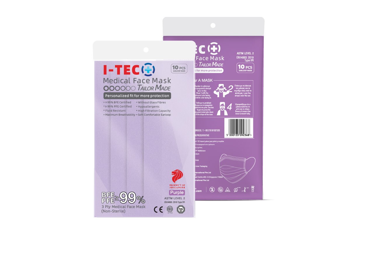I-TEC Medical Face Mask individual pack, purple